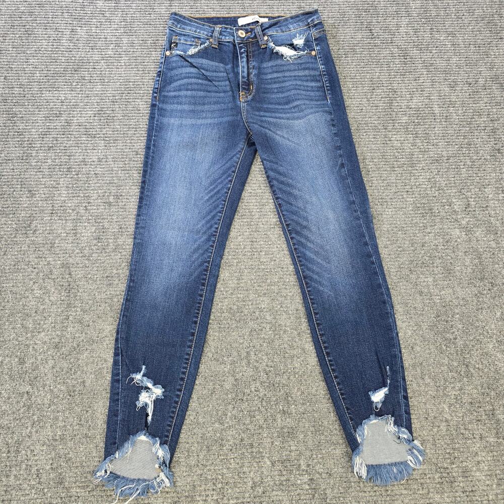KanCan Jeans Womens 5 26 Blue Skinny Distressed Raw Hem Stretch 26x27